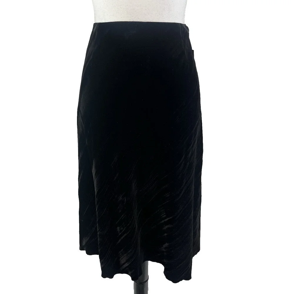 Style & Co Skirt size 6 Black Velveteen Bias Knee A Line Modest Party Cocktail